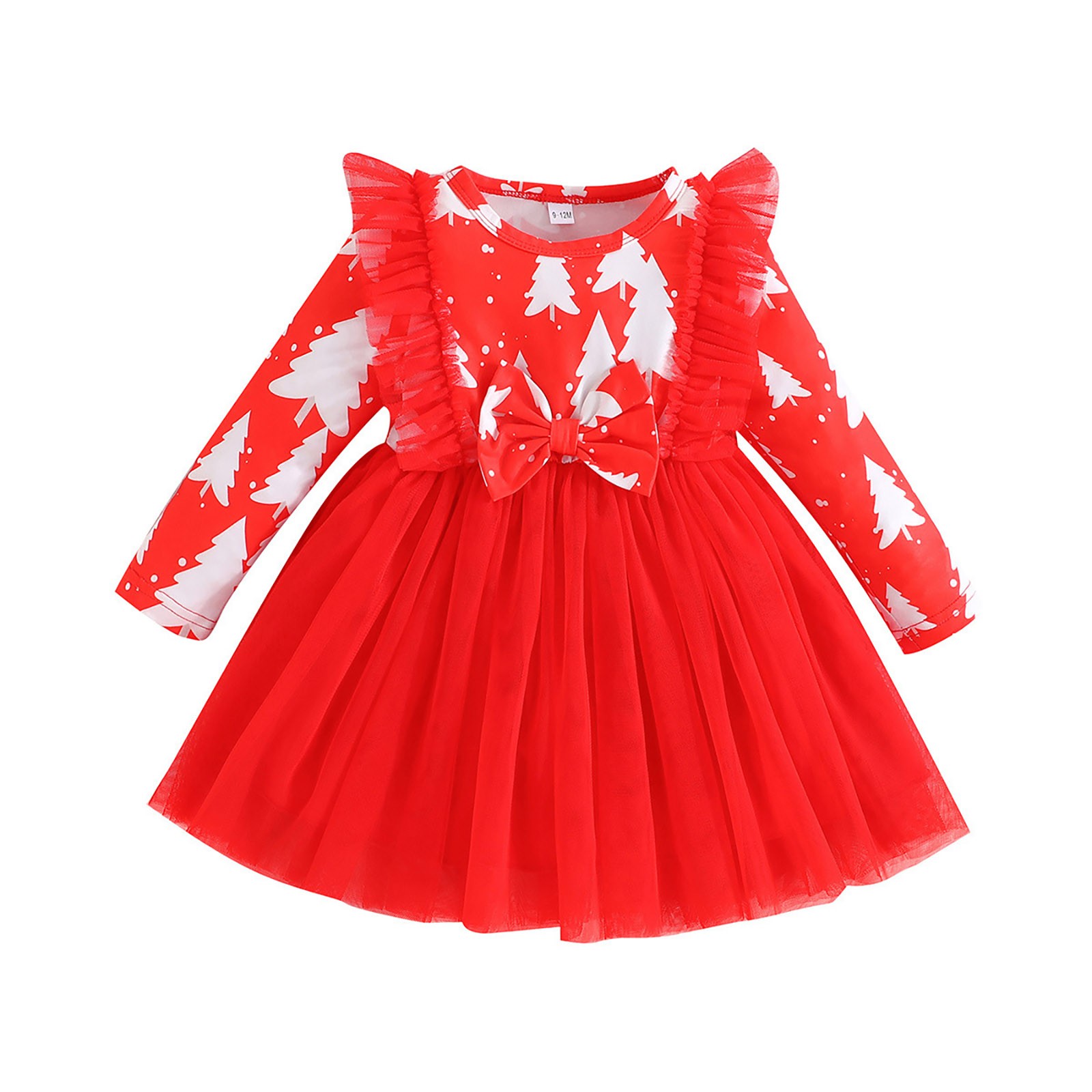 JSCDRPDWL Baby Girl Clothes Girls Christmas Round Neck Long Sleeve Ruffle Letter Print Top Poncho Dress Fall Winter Outfit Baptism Dresses for Baby Girls White 9-12 Months
